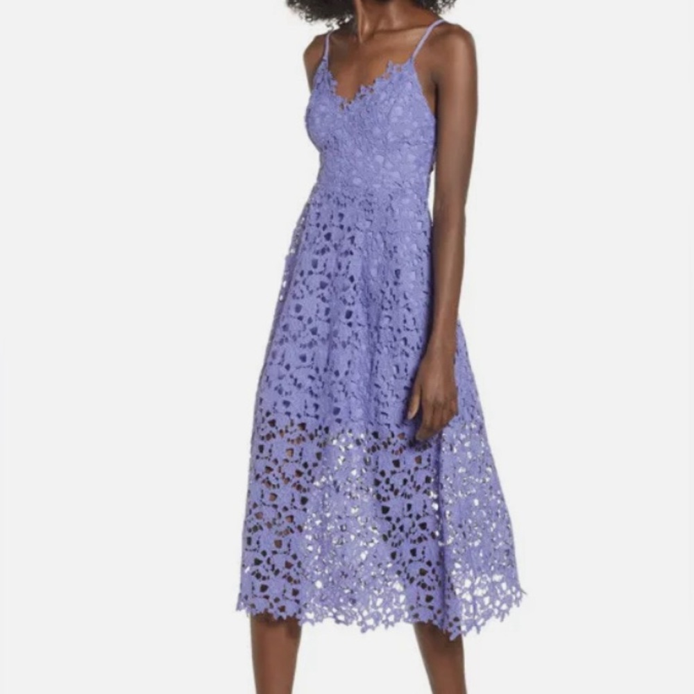 Astr Purple Lace Midi Dress